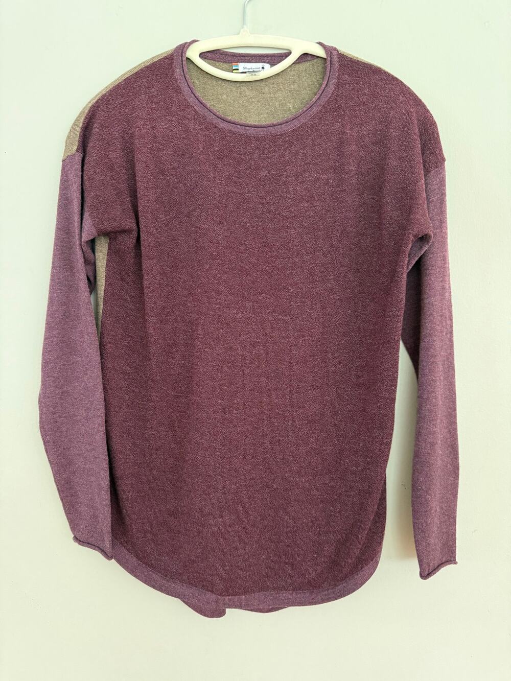Smartwool Merino Wool Blend Base Layer‎ Top Burgundy Colorblock XS